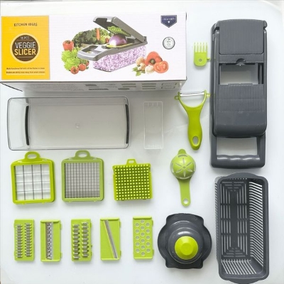 Picture of 16 in 1 Multifunction Vegetable Cutter with Squre Basket – Portable Chopper, Shredder & Grater for Quick Meal Prep