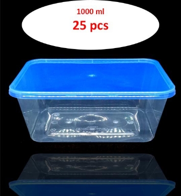 Picture of Premium Transparent Plastic Cream Roll Box with Blue Lid 25 pcs