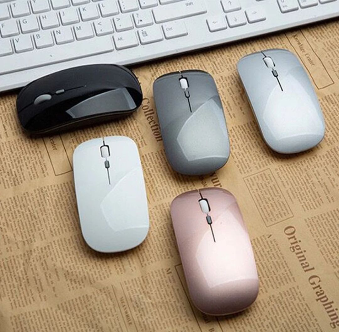 Picture of Rechargeable RGB Mouse Dual Mode Rechargeable Wireless Mouse Bluetooth 5.0 2.4 GHz Optical Wireless Mouse 1600DPI - Matte Black