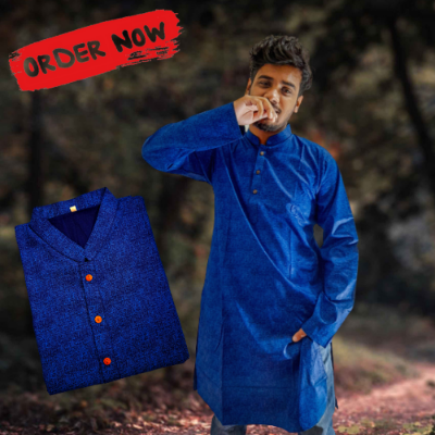 Picture of Stylish Long Panjabi Blue Panjabi Fashion for men - Blue