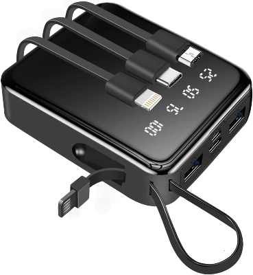 Picture of Power Bank 20000mAh Built-in Connectors for Apple iPhone/iPad, USB, Mini USB and USB-C Ports - Black