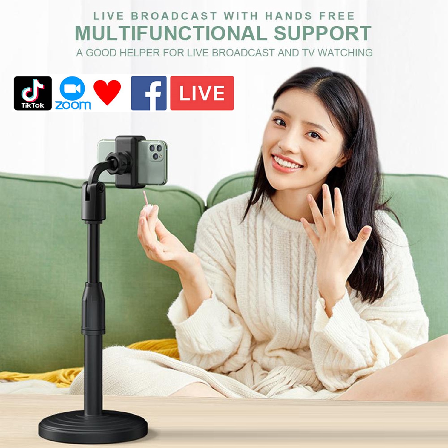 Picture of 360 Rotate Desktop Mobile Phone Holder Stand for Live Streaming YouTube TikTok - Black