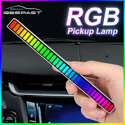 Picture of App Control / Geepact RGB Pickup Light Car Mounted Music Spectrum Light Voice Control 3D Rhythm Light Car Ambience Light Net Red Light Creative Music Spectrum Rhythm Lamp