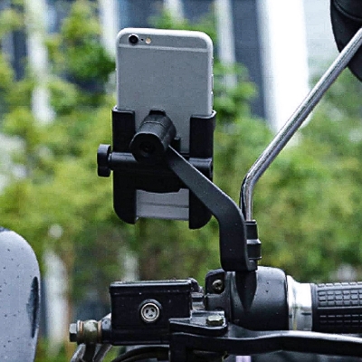 Picture of 360° Universal Mount For Bike Mirror Mobile Holder Stand For All Smartphones High Quality Aluminum Material Black Colour For Left And Right Mirror Attached System Mount - Black