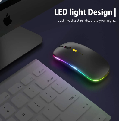 Picture of Rechargeable Wireless Bluetooth Rgb Ultra-Thin Mouse - Stylish Rgb Lighting With Versatile Connectivity - Matte Black