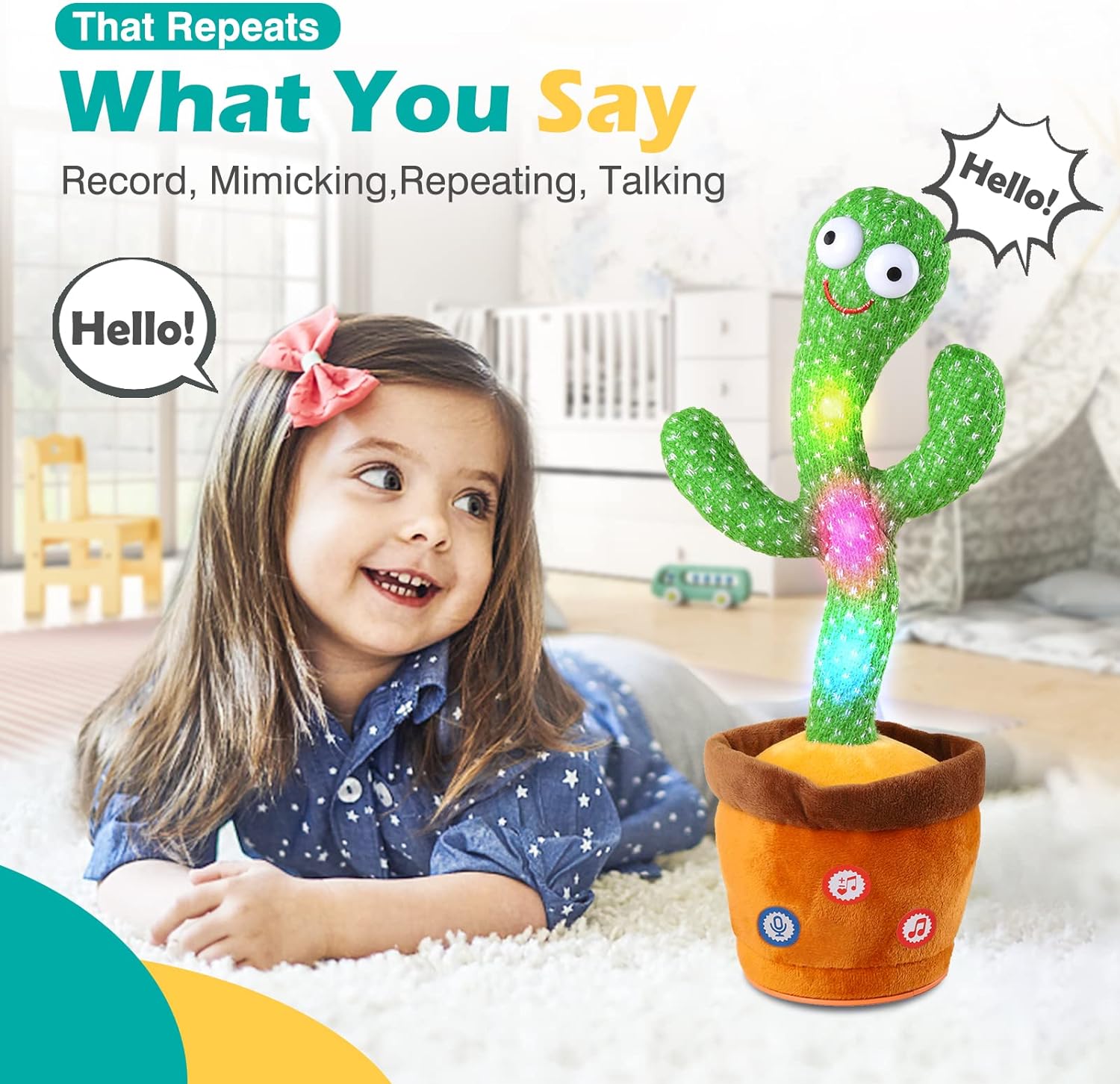 Picture of ORGINAL Cactus Toy , recoding, talking Cactus Toys for Baby Including 120 Songs - Green