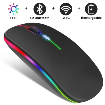 Picture of Rechargable Wireless Bluetooth Mouse For Smartphone, Laptop & Computer Black & White Any-1 - Matte Black