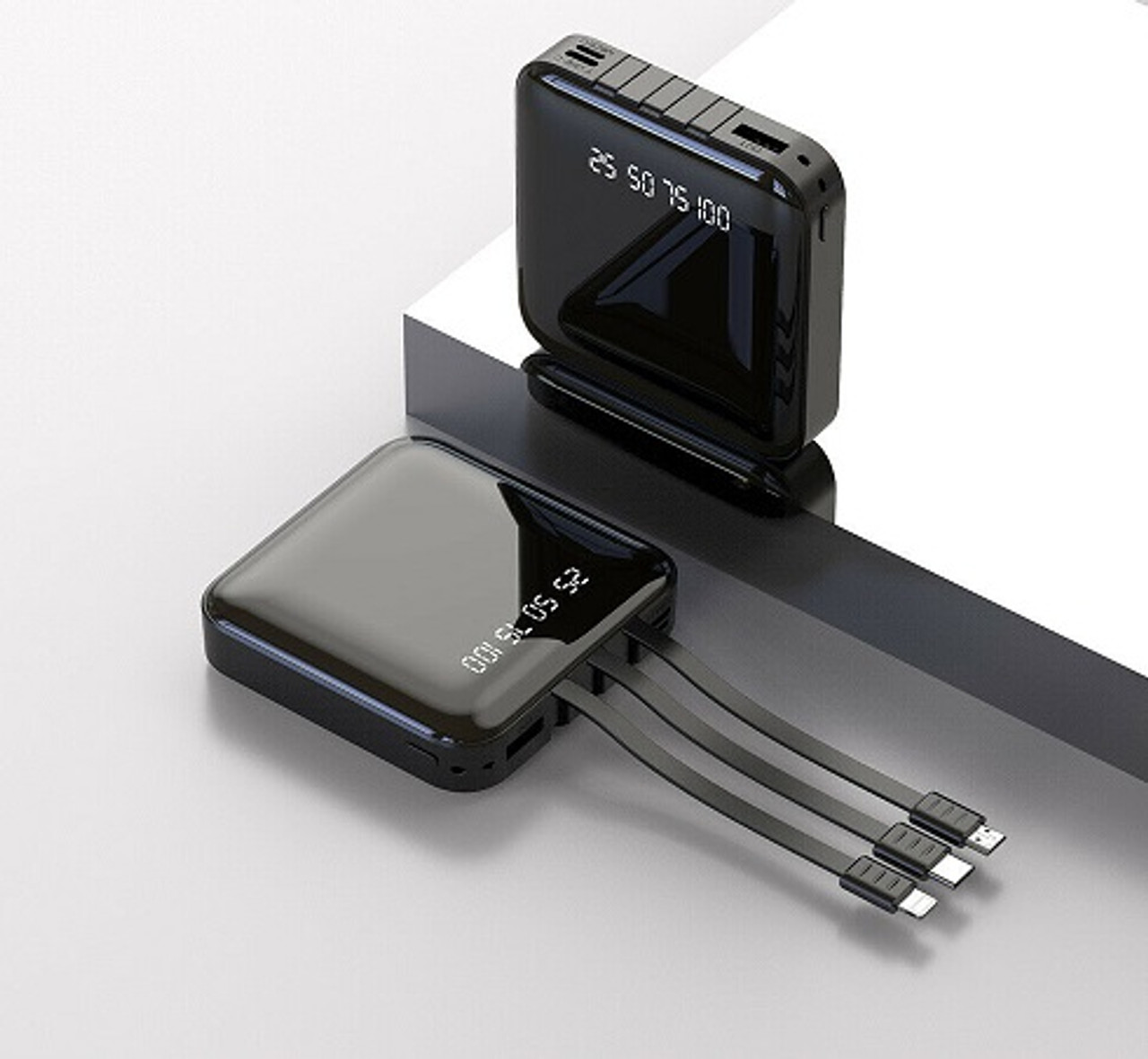 Picture of Power Bank 20000mAh Built-in Connectors for Apple iPhone/iPad, USB, Mini USB and USB-C Ports - Black