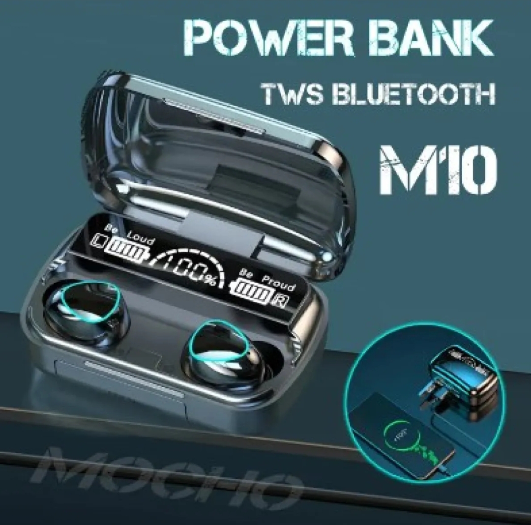 Picture of Mocho M10 TWS Bluetooth Wireless Headphones with Charging Box - Waterproof, Stereo Sound, High-Quality Base - Black