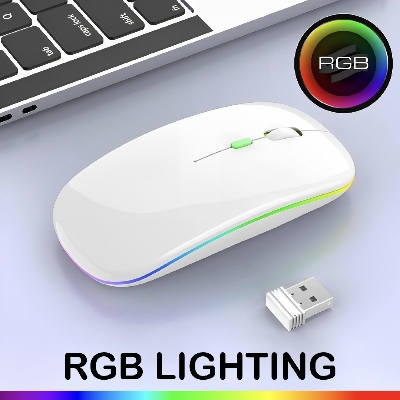 Picture of Rechargeable Wireless Rgb Waterproof Optical Mouse For Pc And Laptop Gamer Dual Model 2.4Ghz Mouse - Versatile And Waterproof Wireless Gaming Mouse - Black