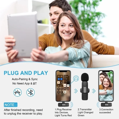 Picture of K9 Double Wireless Dual Microphone for Smartphones - High-Quality Sound Recording
