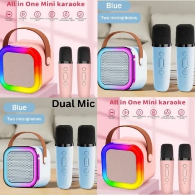 Picture of (DUEL MIC) Professional wireless microphone RGB Colorful Light Singing Karaoke Speaker Bluetooth-Compatible 5.3 Support 3.5mm Earphone