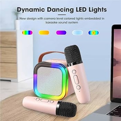 Picture of (DUEL MIC) Professional wireless microphone RGB Colorful Light Singing Karaoke Speaker Bluetooth-Compatible 5.3 Support 3.5mm Earphone