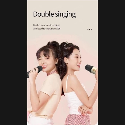 Picture of (DUEL MIC) Professional wireless microphone RGB Colorful Light Singing Karaoke Speaker Bluetooth-Compatible 5.3 Support 3.5mm Earphone