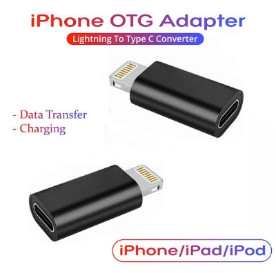 Picture of Type-C to Lightning OTG Charging Converter - Metal Body for iPhone - Multicolor