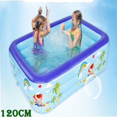 Picture of Inflatable Swimming Pool Large Family Pools 120cm Rectangle Framed Children Swimming Pool Summer Outdoor Kids Baby Bathtub Toys - Lake Blue