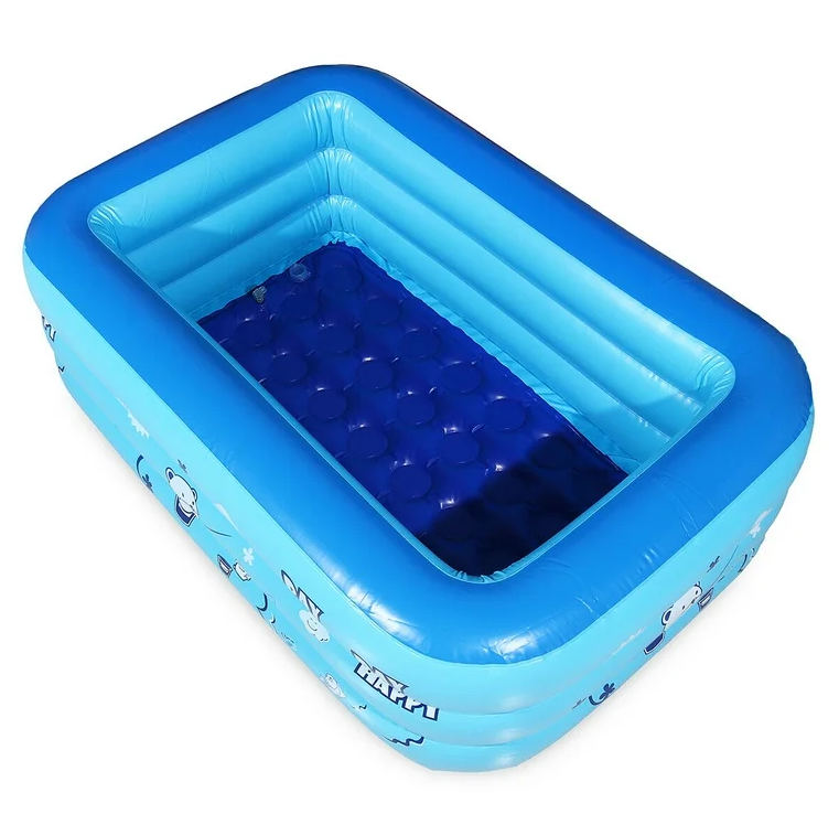 Picture of Inflatable Swimming Pool Large Family Pools 120cm Rectangle Framed Children Swimming Pool Summer Outdoor Kids Baby Bathtub Toys - Lake Blue