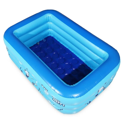Picture of Inflatable Swimming Pool Large Family Pools 120cm Rectangle Framed Children Swimming Pool Summer Outdoor Kids Baby Bathtub Toys - Blue