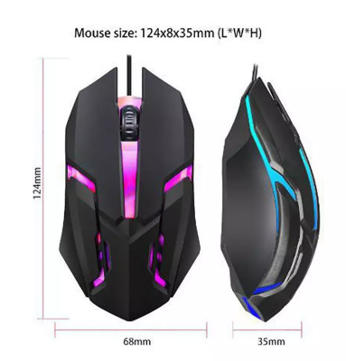 Picture of Wired Gaming Mouse LED Laptops PC Computers Optical Mice Computer Mouse- BLACK - Black