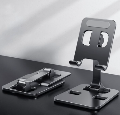 Picture of Universal All Aluminum Alloy Mobile Stand Foldable & Rotatable Metal Phone Holder Tablet Stand For Tablet, Smartphone & iPad - Silver