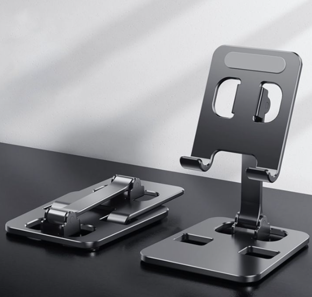 Picture of Universal All Aluminum Alloy Mobile Stand Foldable & Rotatable Metal Phone Holder Tablet Stand For Tablet, Smartphone & iPad - Silver