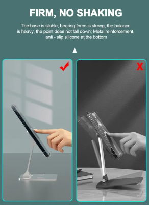 Picture of Universal All Aluminum Alloy Mobile Stand Foldable & Rotatable Metal Phone Holder Tablet Stand For Tablet, Smartphone & iPad - Silver