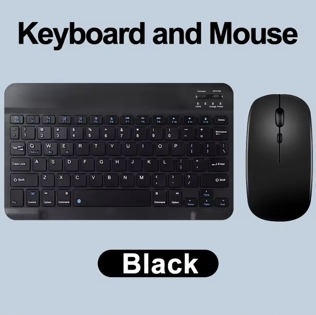 Picture of Mini Wireless Keyboard Mouse Combo Pack Black & White Plastic Body Non-Rechargable AAA Battery System Qualityfull Material