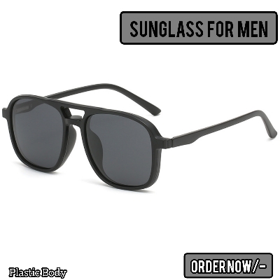 Picture of Sun Glass For Men High Quality & Full Black Sunglass Stylish & Fashionable Mate Black Frame Plastic Body - Black