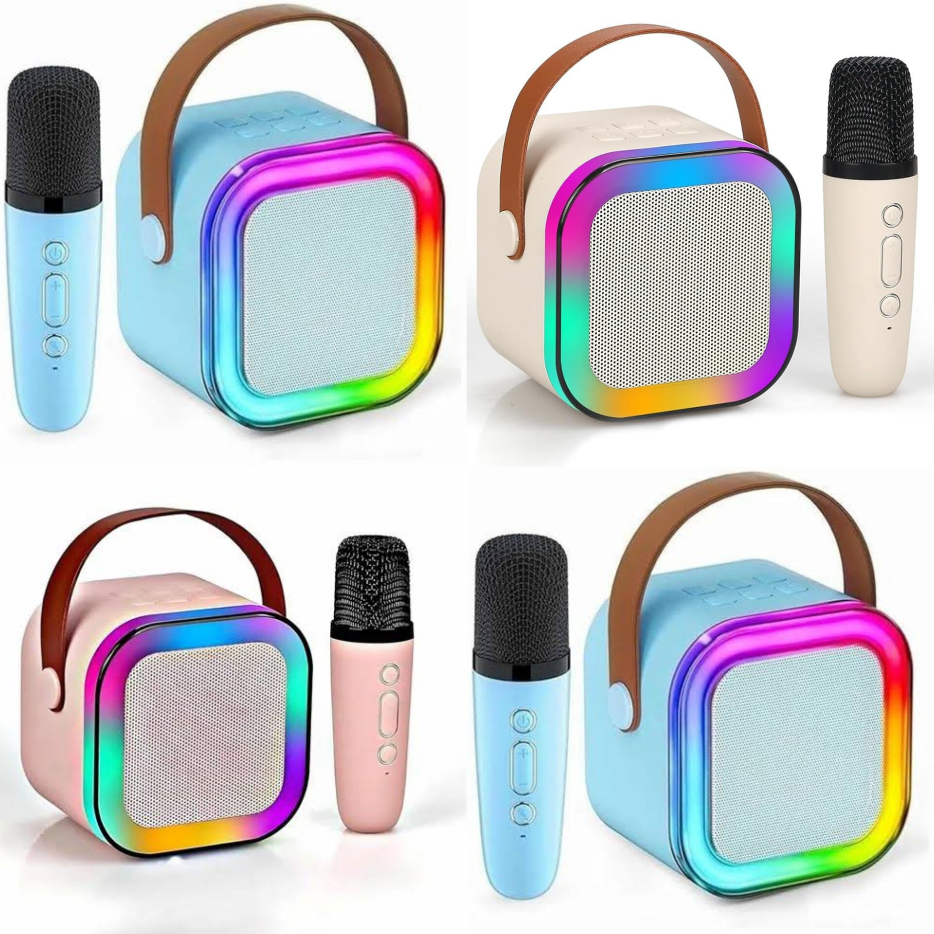 Picture of K12 Speaker Dual & Single Microphone Machine Bluetooth-Compatible Wireless Karaoke Mic Speaker Multi-Compatibility Modes, RGB Lights | Party POP Bluetooth Speaker with Mic, Koroke Mike