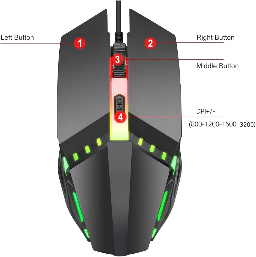 Picture of ENTWINO X3 Gaming Mouse, RGB Lights, DPI Button, 7 Colors Light Wired Optical Gaming Mouse