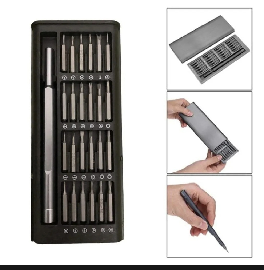 Picture of 24 in 1 Precision Screwdriver Set with Magnetic Driver, Jiffix Pocket Manual Screwdriver Tool Kit with Sliding Closure, Mini Professional Repair Tools for Electronics/Watch/Camera/Laptop/Glasses - Black