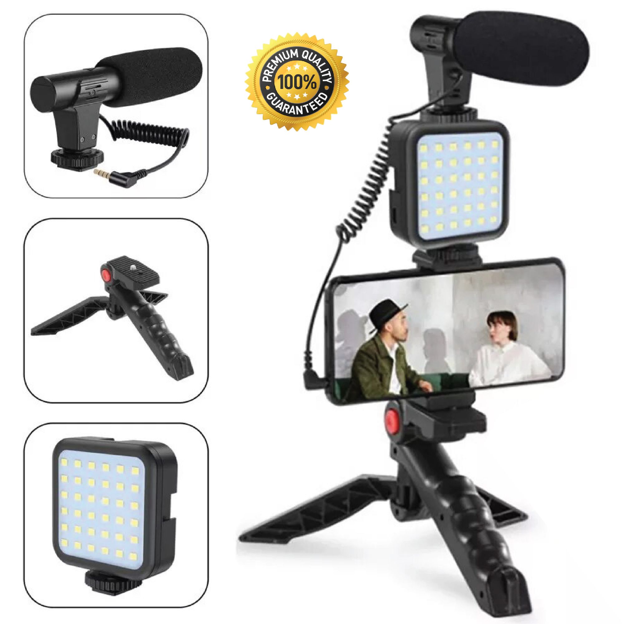 Picture of AY-49 Video Recording Kit with Microphone for Starter Kids Video Recording YouTube Tiktok Fitness Yoga with LED Flash Light Remote Controls - Black