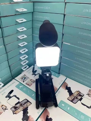 Picture of AY-49 Video Recording Kit with Microphone for Starter Kids Video Recording YouTube Tiktok Fitness Yoga with LED Flash Light Remote Controls - Black