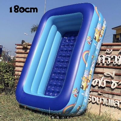 Picture of 180cm Large Size Inflatable Swimming Pool For Kids Swimming Pool For Family Inflatable Pool Wiht FREE Manual Air Pump - Lake Blue