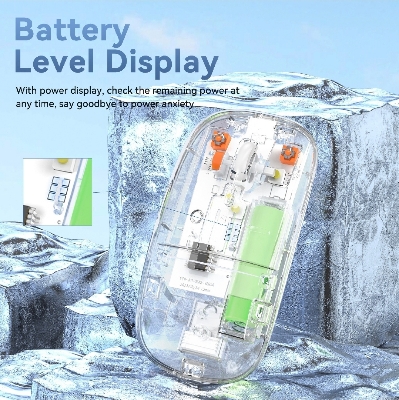 Picture of Transparent Rechargable Wireless Bluetooth Mouse For Smartphone, Laptop & Computer White - transparent