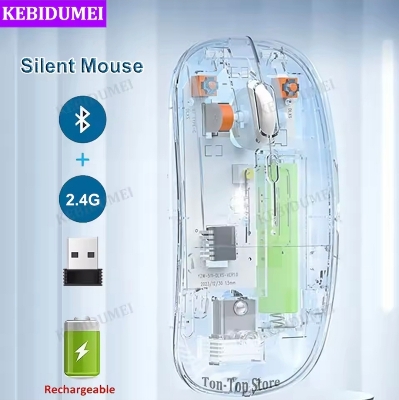 Picture of Transparent Rechargable Wireless Bluetooth Mouse For Smartphone, Laptop & Computer White - transparent