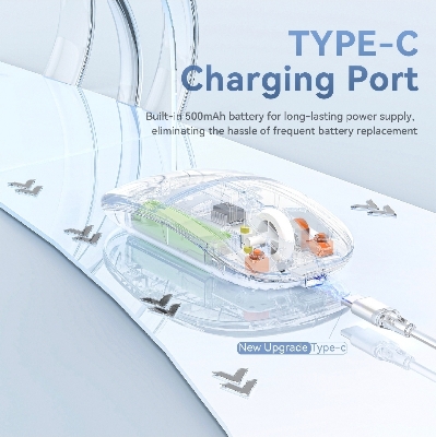 Picture of Transparent Rechargable Wireless Bluetooth Mouse For Smartphone, Laptop & Computer White - transparent