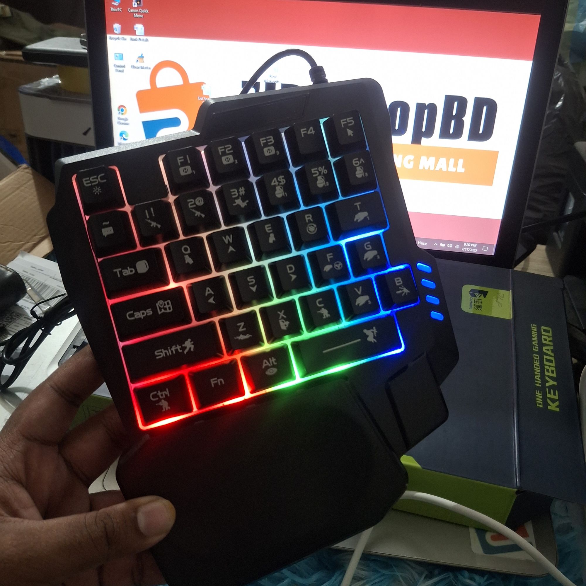 Picture of Mini Gaming Keyboard For Mobile Gamming Pubg & Free Fire RGB Keyboard Type A 1.5m Long Cable