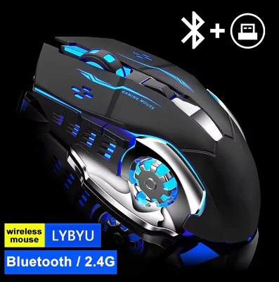 Picture of GAMING RGB Rechargable Bluetooth System Wireless Dual Mode Mouse For Smartphone Laptop PC Computer And Smart TV Bluetooth 4.2 Suported Premium Quality Wireless Mouse