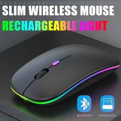 Picture of GAMING RGB Rechargable Bluetooth System Wireless Dual Mode Mouse For Smartphone Laptop PC Computer And Smart TV Bluetooth 4.2 Suported Premium Quality Wireless Mouse