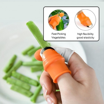Picture of Silicone Thumb cutter 5 Pieces Finger Protector Cutting Gears Vegetable Picking cutter Nipping Plant Leaf Scissors Garden Gloves - Multicolor