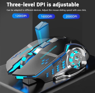 Picture of RECHARGABLE Wireless Gaming Mouse RGB For IOS Android Mac & Computer Laptop - Black