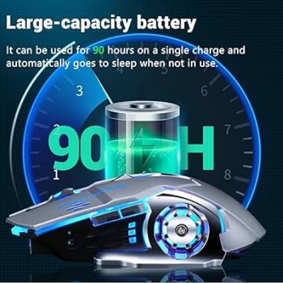 Picture of RECHARGABLE Wireless Gaming Mouse RGB For IOS Android Mac & Computer Laptop - Black