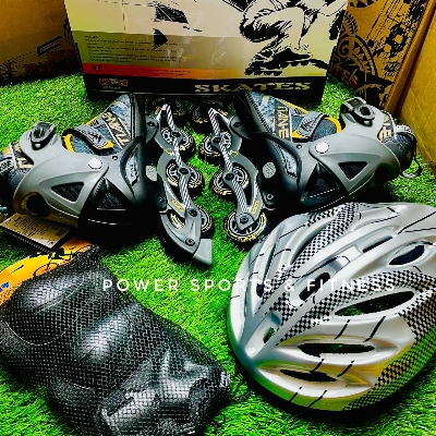 Picture of Skating Shoes Combo - 1 Pair - (39-42) - Free Helmet And Guards - Sports Alpha Black