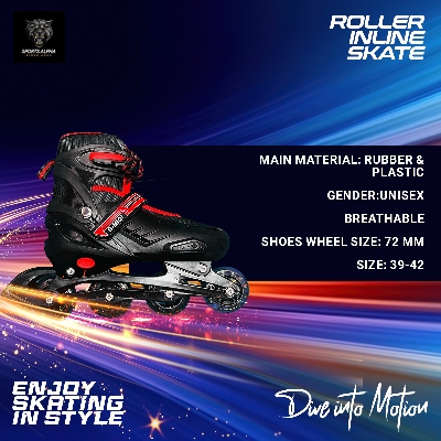Picture of Inline Roller Skating Shoes - Size (39-42) - Black - Sports Alpha Black