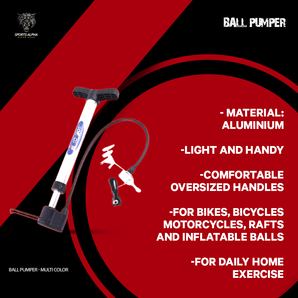 Picture of Pumper All-in-One - Football/Cycle/Balloon - Multicolor - 1 Pcs - Sports Alpha Multicolor