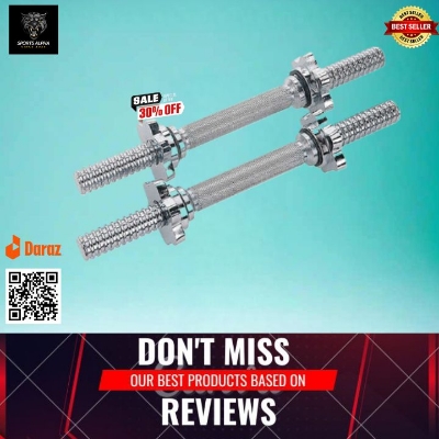 Picture of Dumbbell Stick 10 Inches Silver - 2 Pcs - Chrome Plated Solid Steel Bar - Great Value - Upscaled Quality - Durable And Reliable Dumbbell Bar Silver