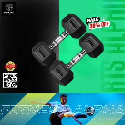 Picture of Hex Dumbbell - Premium Quality - 20Kg - (10KG*2pcs) - Sports Alpha Black