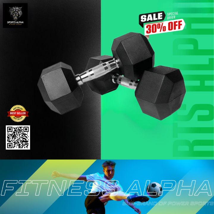 Picture of Hex Dumbbell - Premium Quality - 20Kg - (10KG*2pcs) - Sports Alpha Black