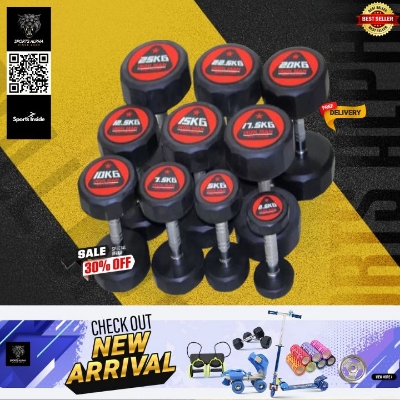 Picture of Rubber PU Iron Man Dumbbell | Premium Quality | 2.5 Kg Per | Rubber Coated | | 1 Pcs | Sports Alpha Black